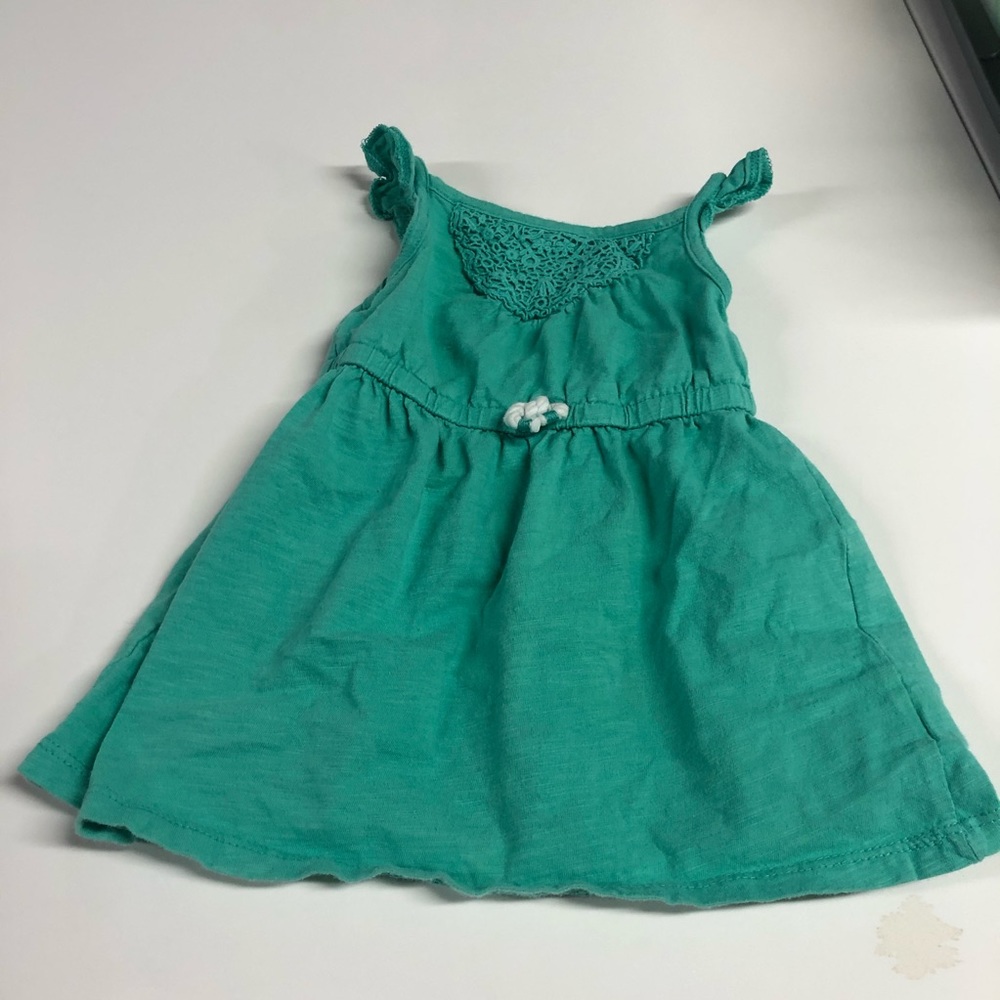 Carters Girls Tank Top Dress Green and White 9 Months